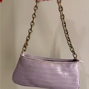 Zara Lilac Croc-Effect Shoulder Bag with Chain